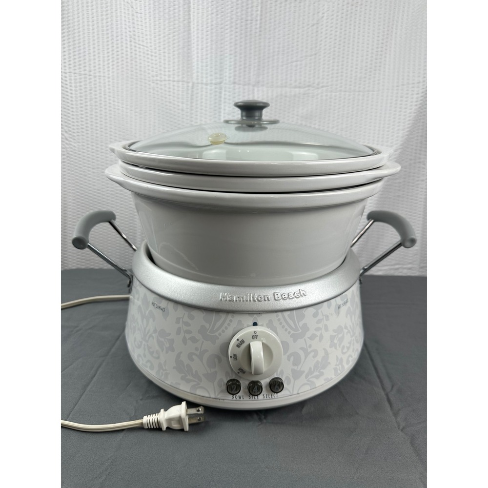 Hamilton Beach 3-in-1 Slow Cooker 33133 White Crock Pots  2, 4, & 6 Qt.  w/Lid